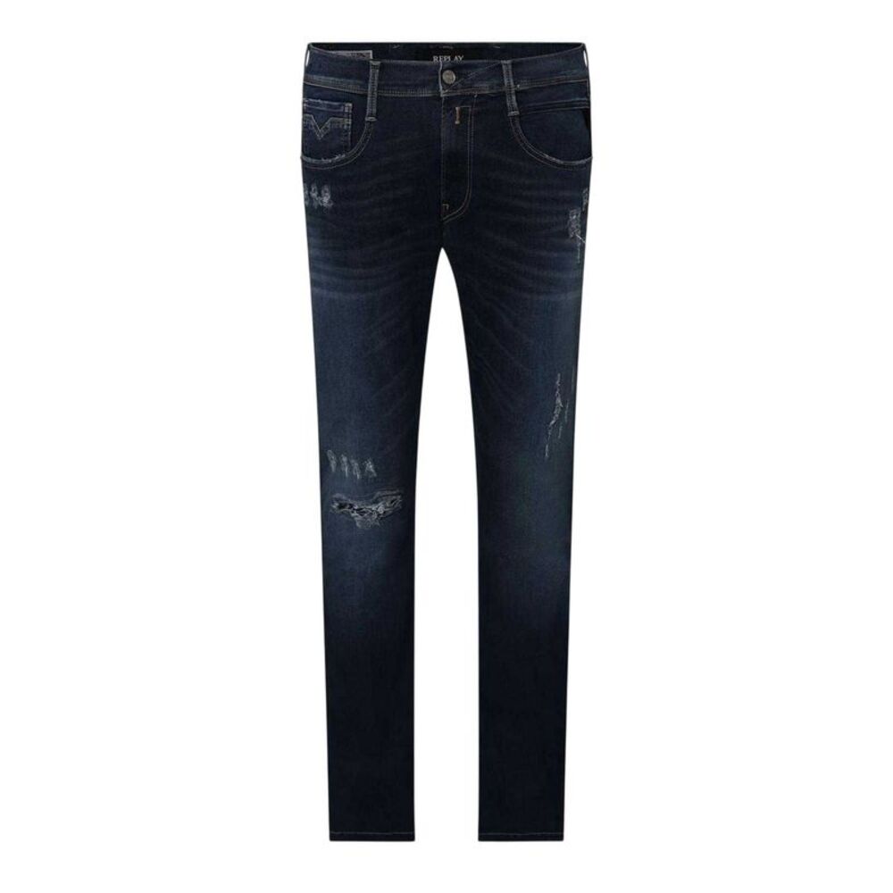 Replay Mens Anbass Distressed Slim Jeans / Blue